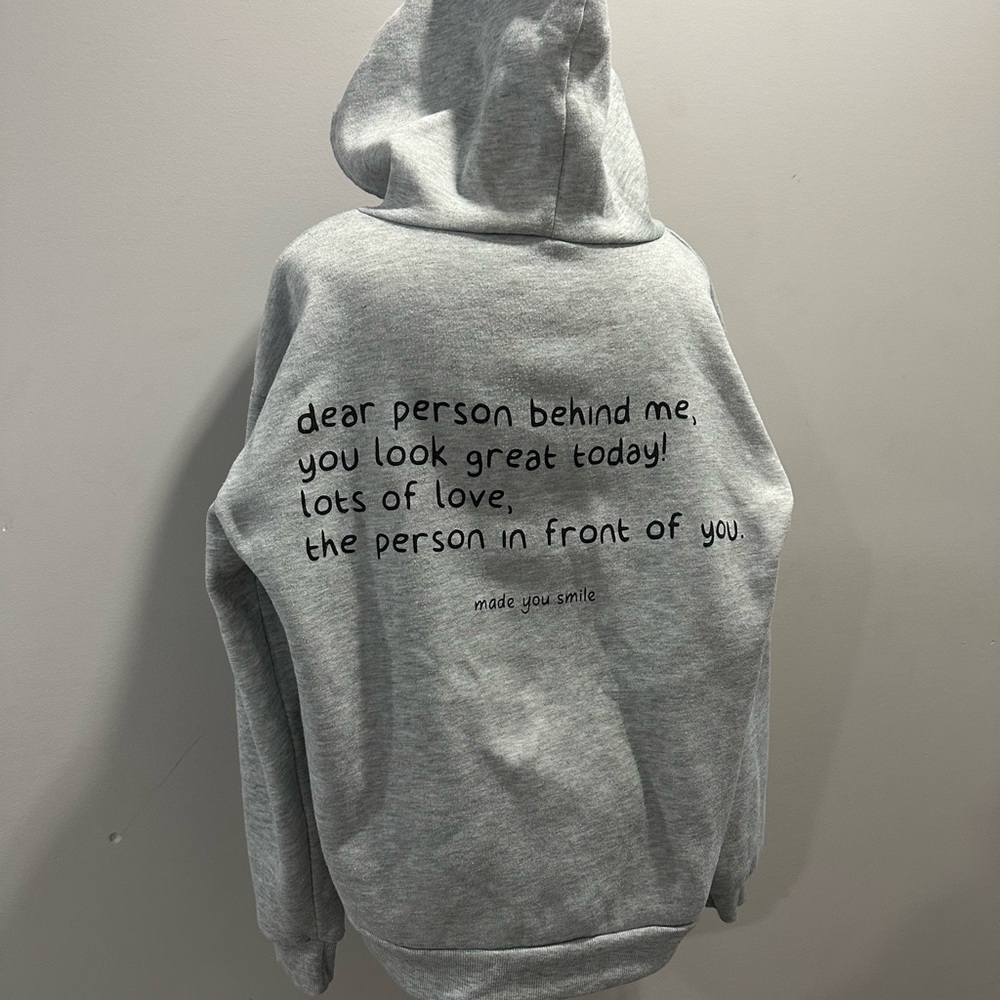 Gray Hoodie with 'Made You Smile' Print - Picture 6 of 7